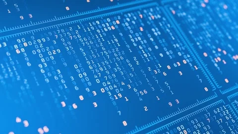 System's thought process. Changing numbers. Data encryption. Vídeo Stock 339509390