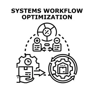 Systems workflow optimization planning analyzing business processes 스톡 일러스트