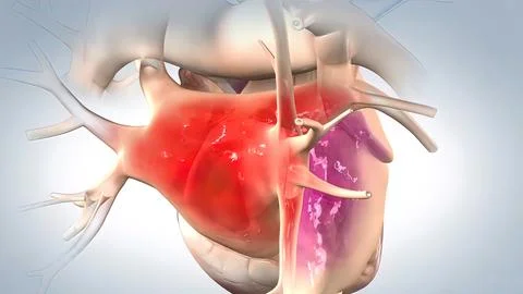 Systole causes the ejection of blood into the aorta and pulmonary trunk. Stockillustratie