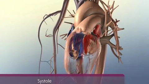 Systole causes the ejection of blood into the aorta and pulmonary trunk. Illustrazione stock