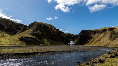 Systrastapi Waterfall Timelapse in Iceland Video stock 86446030
