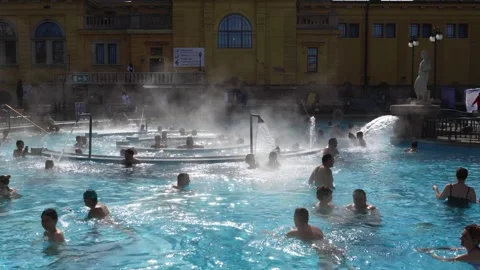 Széchenyi Medicinal Bath Stock Footage 307205008