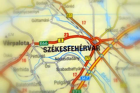 Szekesfehervar on a map Stock Photos