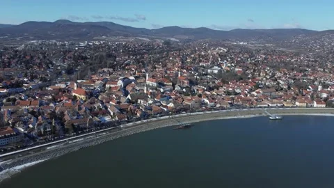 Szentendre, Hungary in winter aerial drone stock footage Stock Footage 168939953