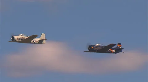 T-28 Trojan Formation Fly By Stock-Footage 41781862