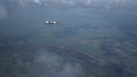 T-38 Talon in flight above Oklahoma Stock Footage 108312876