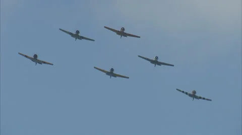 T-6 Texan Formation Fly By Mass Vídeo Stock 41782101