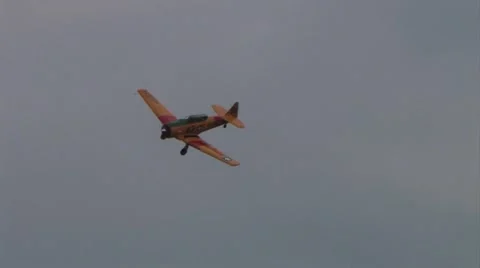 T-6 Warbird airplane fly-by Stock-Footage 12019766