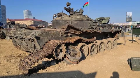 T-72 Soviet Russian main battle tank, destroyed Stock Footage 152559033