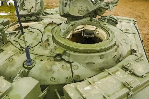 T-72 tank testing at proving ground overall view with hull and turret details Stock Photos