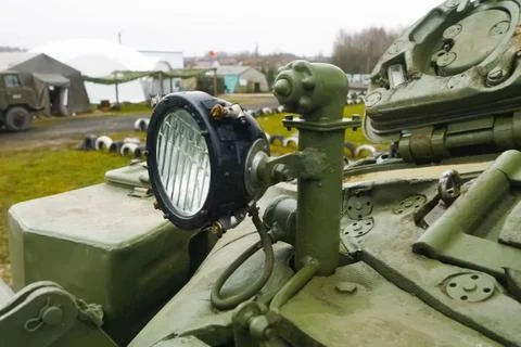 T-72 tank testing at proving ground overall view with hull and turret details Stock Photos