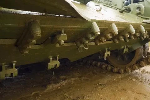 T-72 tank testing at proving ground overall view with hull and turret details Stock Photos
