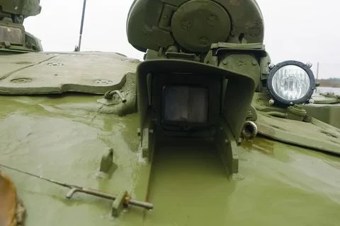 T-72 tank testing at proving ground overall view with hull and turret details Stock Photos