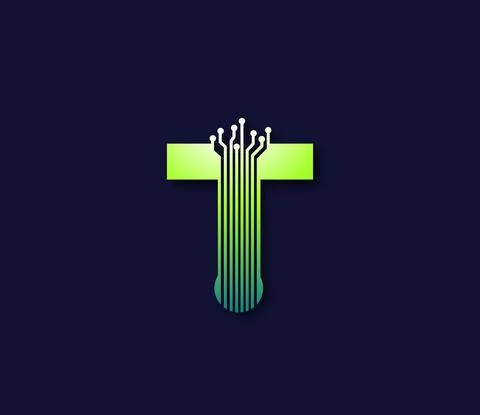 T Alphabet Technology Data Circuit Logo Design Company Concept Stock Illustration