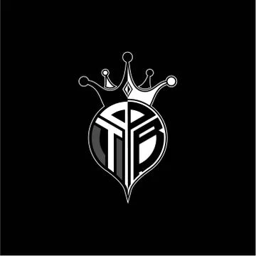 T B circle monogram logo emblem style with clown crown shape vector decoratio Stock Illustration