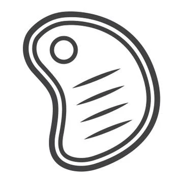 T bone beef steak line icon, food and drink Stock Illustration
