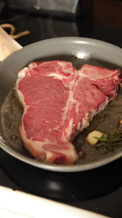 T-bone Raw steak  fresh meat premium beef snack fresh food Stock Footage 315000548