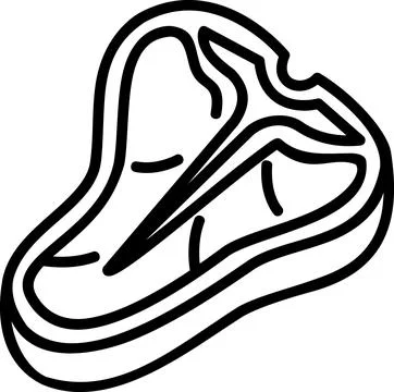 T bone steak line art icon graphic Illustration