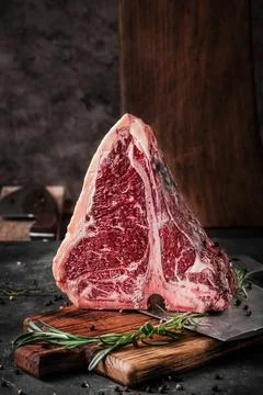 T-Bone steak marble, raw meat steak beef with rosemary Stock Photos