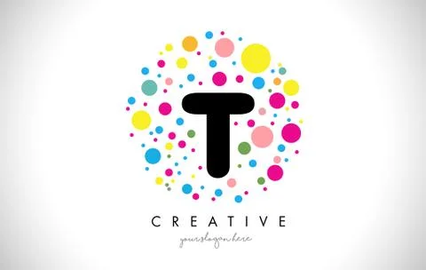 T Bubble Dots Letter Logo Design with Creative Colorful Bubbles. Stock Illustration
