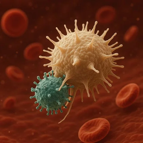 T-Cell Attacking Virus in Bloodstream — Medical Animation Video stock 312708031