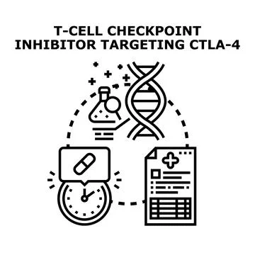 T cell checkpoint inhibitor targeting therapeutic mechanism Stock Illustration
