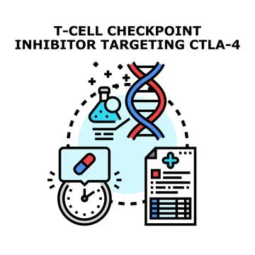 T cell checkpoint inhibitor targeting therapeutic mechanism Stock Illustration