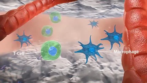 T cell macrophage interactions and granuloma formation in vasculitis Stock Illustration