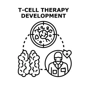 T cell therapy development treating disease research process Stock Illustration
