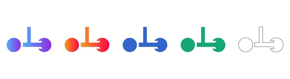 T Connector Node Point Icons Set 스톡 일러스트