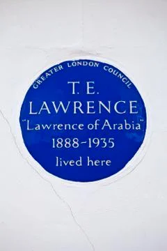 T. E. Lawrence Blue Plaque in London Stock Photos