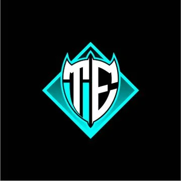 T E letter shield with square protection logo as a sweetener Stock Illustration