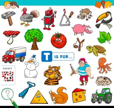 T is for educational game for children 스톡 일러스트
