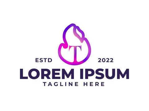 T fire flame logo design template Stock Illustration