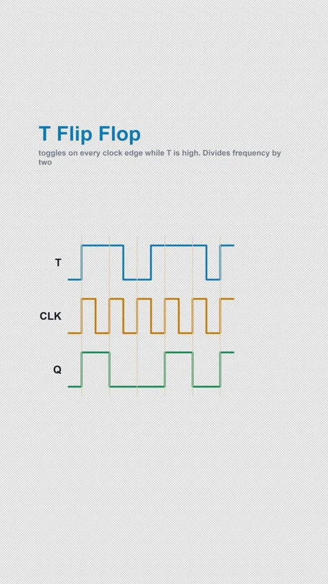 T Flip Flop Labeled Timing Diagram Animation Alpha 4K Vertical 9x16 Light Vídeos de archivo 339529413