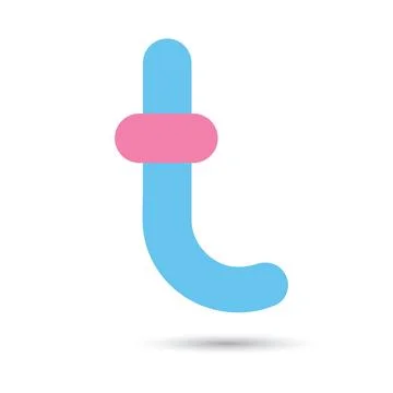 T font vector with blue and pink color on White background, Futuristic font,  Stock Illustration
