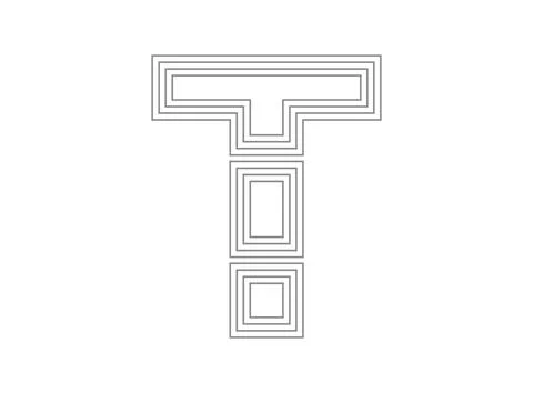 T font vector.  Condensed thin, Parallel stylize line letter. Thin monochrome Illustrazione stock