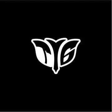 T G Initials bow arrow, simple modern minimalist design. black and white. Stock Illustration