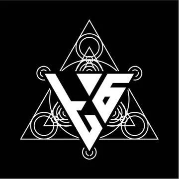 T G Monogram letter logo with triangle shape design template with sacred geom Stock Illustration