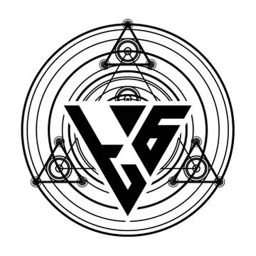 T G Monogram letter logo with triangle shape design template with sacred geom Stock-Illustration