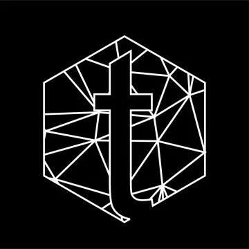 T geometric triangle blockchain font Stock Illustration