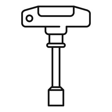 T handle socket wrench tool line art icon Stock Illustration