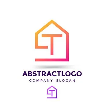 T home initial letter logo icon for real estate, property, corporate company Illustrazione stock