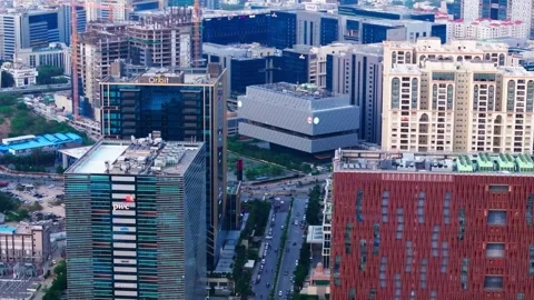 T-Hub with surrounding Sattva Knowledge City, My Home Bhooja and The Skyview Vídeos de archivo 341704052
