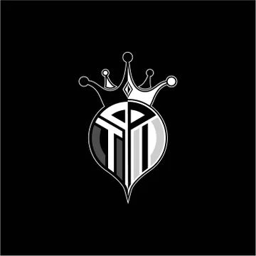 T I circle monogram logo emblem style with clown crown shape vector decoratio Stock Illustration