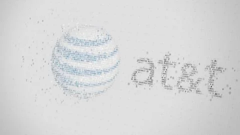 AT&amp;T Inc. logo being made with many numbers. Digital business conceptual Illustrazione stock