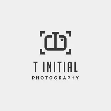 T initial photography logo template vector design Stock Illustration