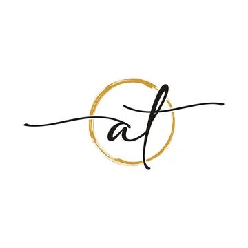 A T Initial Script Letter Beauty Logo Template Stock Illustration