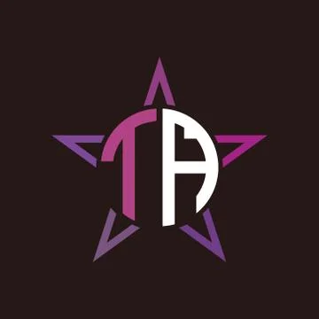 T A initials circle with stars and black background Stock Illustration