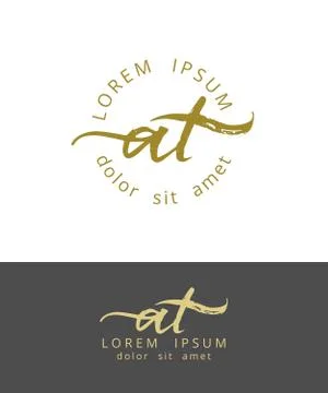 A T. Initials Monogram Logo Design. Dry Brush Calligraphy Artwork Stock Illustration